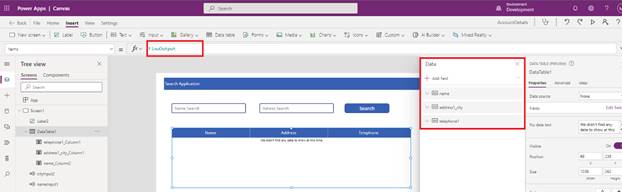 Search Application using power automate with canvas app